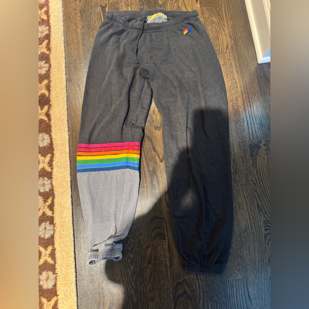 Aviator nation xl rainbow sweats very worn and pilling at crotch